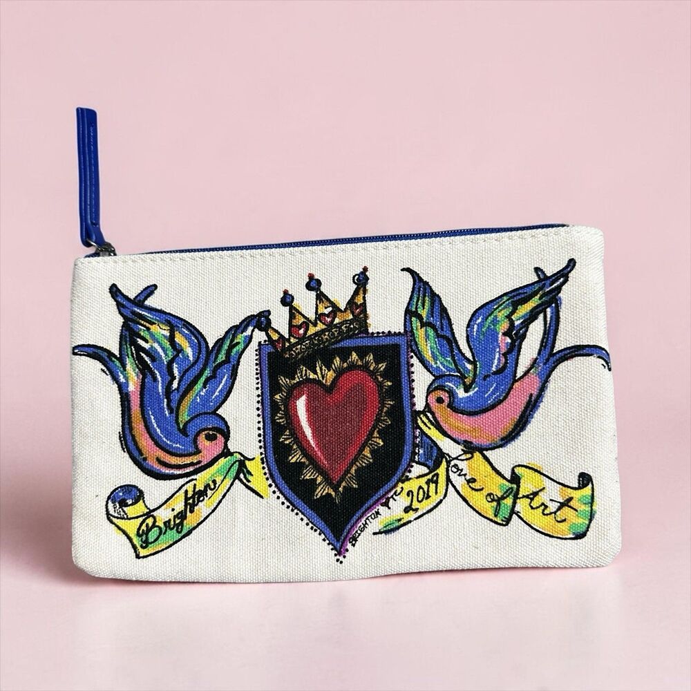 Brighton 2019 Love of Art Canvas Case Cosmetic Toiletries Clutch Tattoo Birds